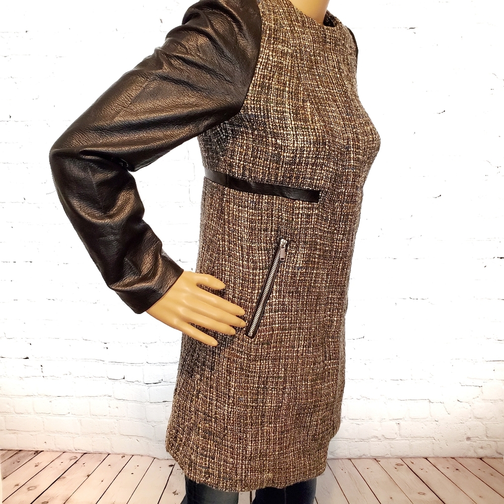 H&M tweed and vegan leather mid-length jacket - Picture 6 of 8